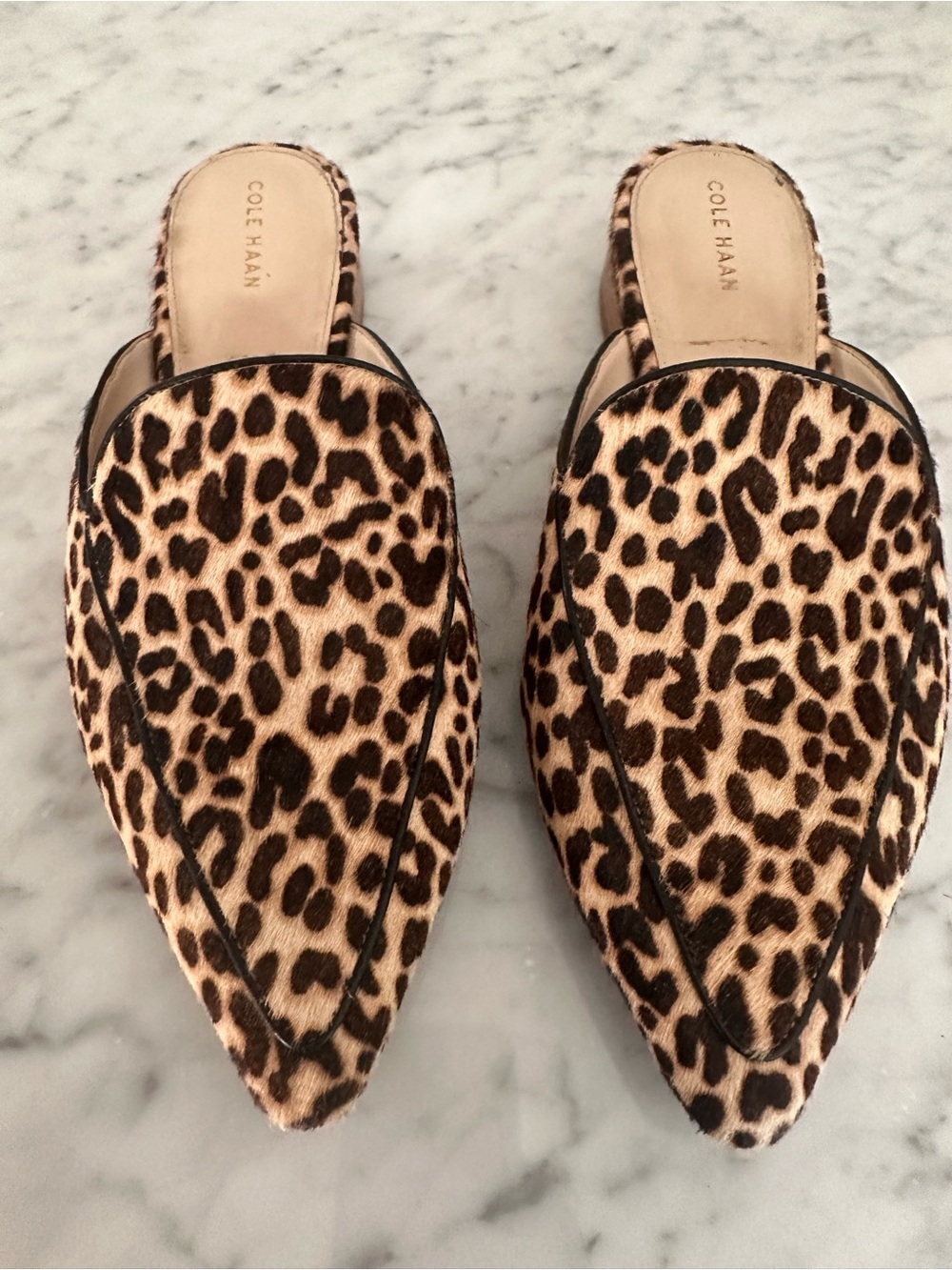 Cole Haan Leopard-Print Pointed Slip-On Mules - Brown/Black